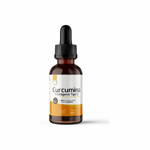 Curcumina 98% + Colágeno Tipo 2 em Gotas 30ml - Sabor Laranja