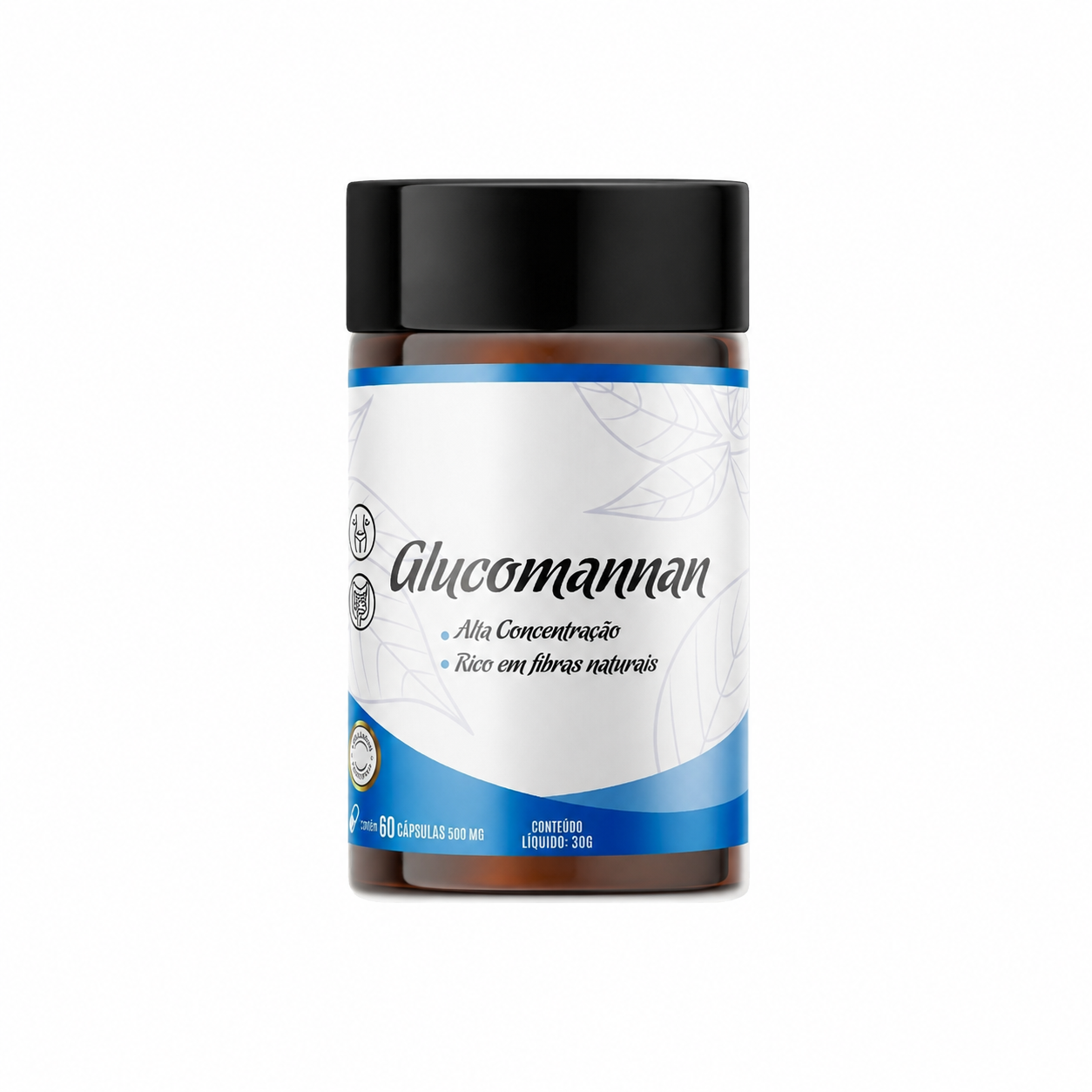Glucomannan Alta Concentração - 60 Cápsulas de 500mg